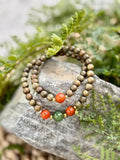 Green Sandalwood, South Red Agate & Jade Double-Wrap Bracelet