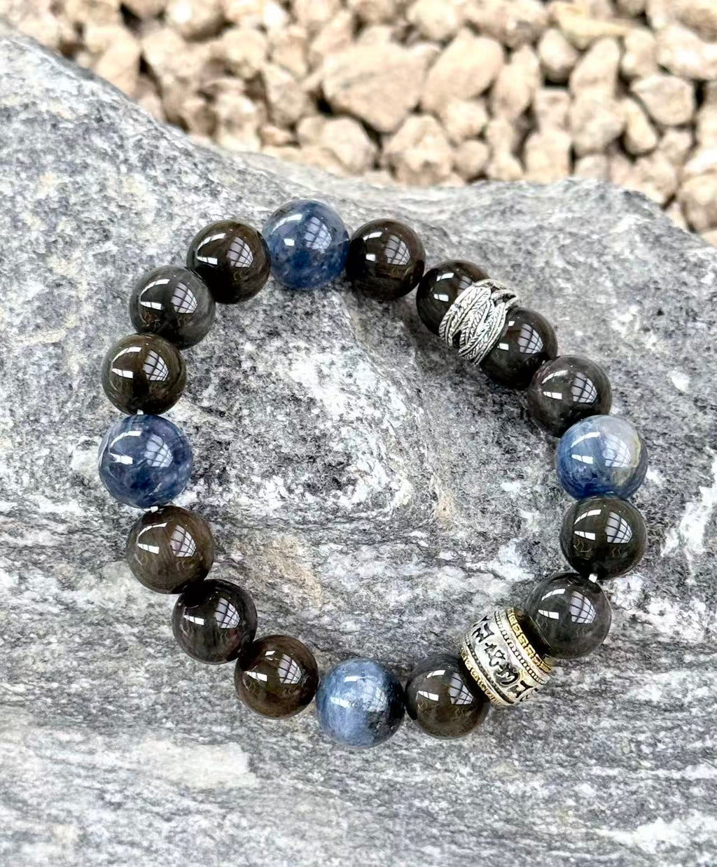 Kyanite & Obsidian Bracelet