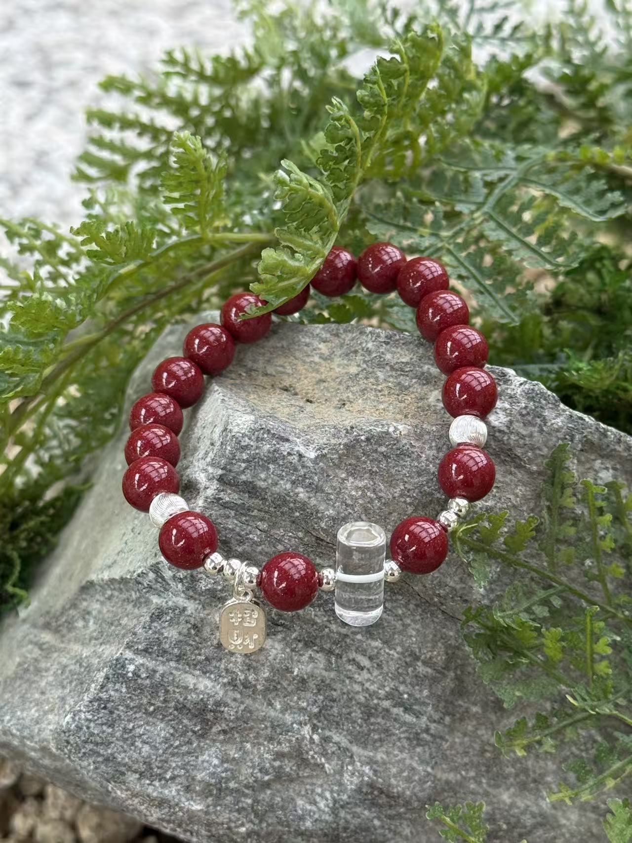 Cinnabar & Clear Quartz Bracelet