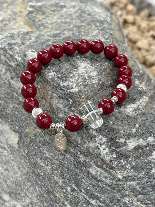 Cinnabar & Clear Quartz Bracelet