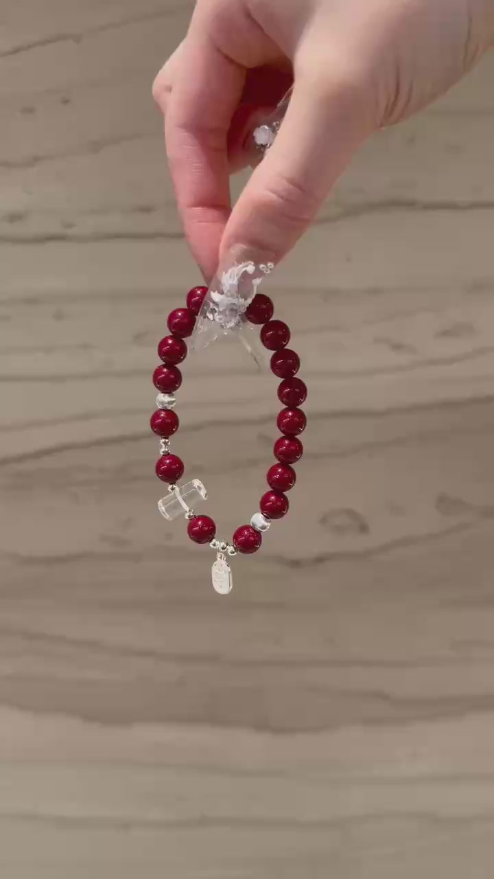Cinnabar & Clear Quartz Bracelet